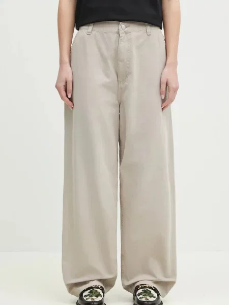 Carhartt WIP pantaloni de Brandon Single Knee Pant femei fason chinos high waist bej