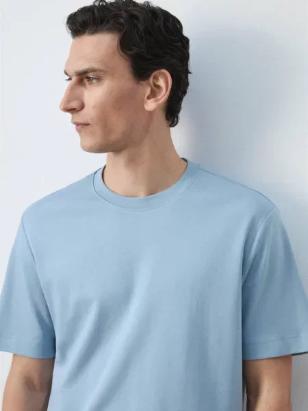 Koszulka regular fit gsm bladozielony Mężczyzna M MANGO MAN