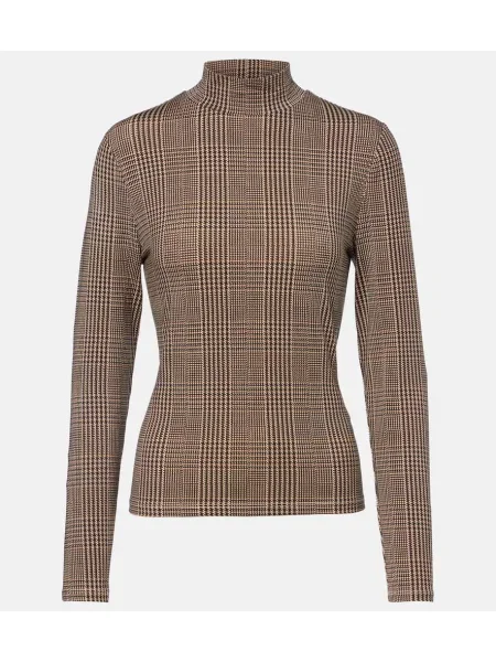 Top Veronica Beard w pepitkę z dżerseju beżowy