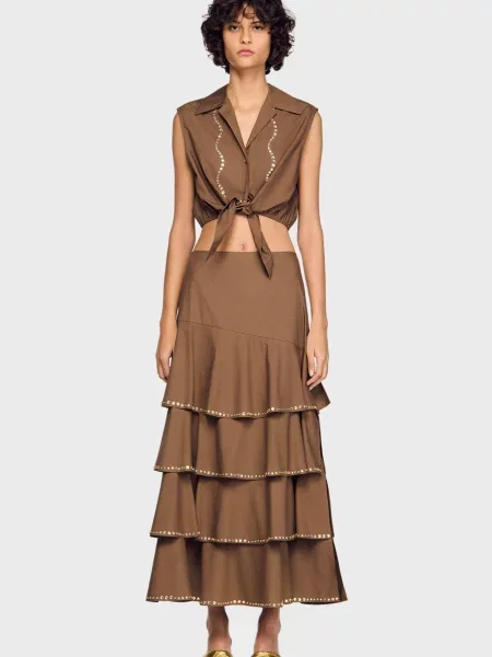 Топ Sandro коричневий