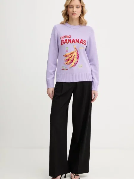 Светр з домішкою вовни Farm Rio легкий фіолетовий