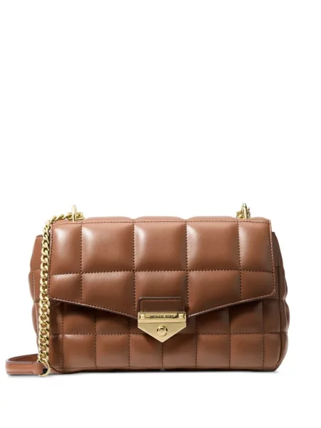 Matlasat geanta crossbody Michael Michael Kors cu autograf maro