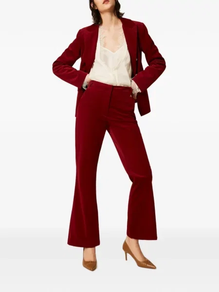 Pantaloni Twinset de catifea evazate roșu