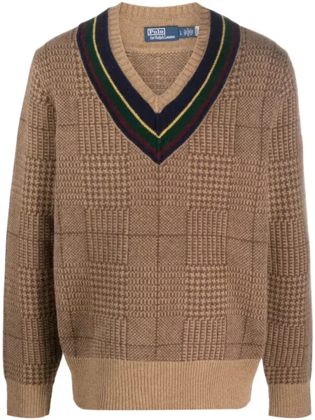 Sweter Polo Ralph Lauren w kratę szary