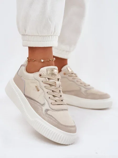 Usnjene superge Evento s platformo bež