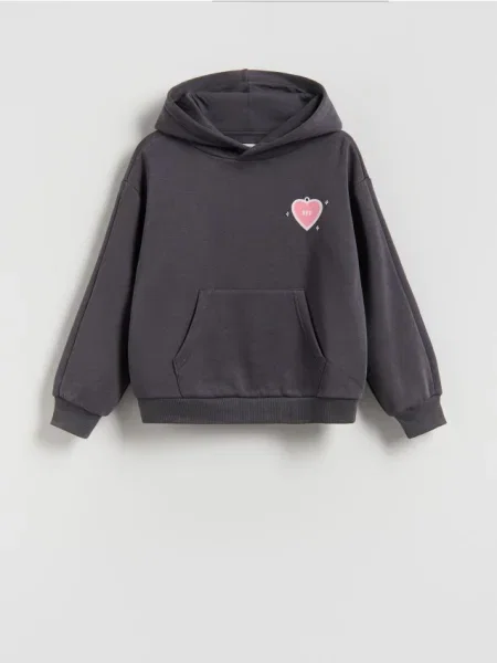 Reserved Bluză cu inscripție la spate gri-închis gri