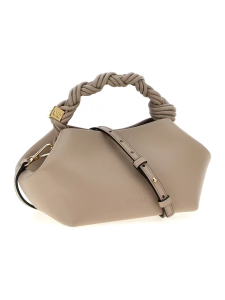 Torebka crossbody Ganni z klapami beżowa