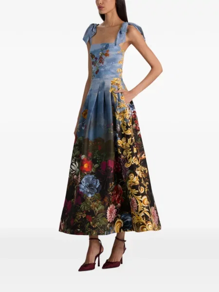 Dirželis midi suknelė Alice + Olivia kaklaraiščiai mėlyna