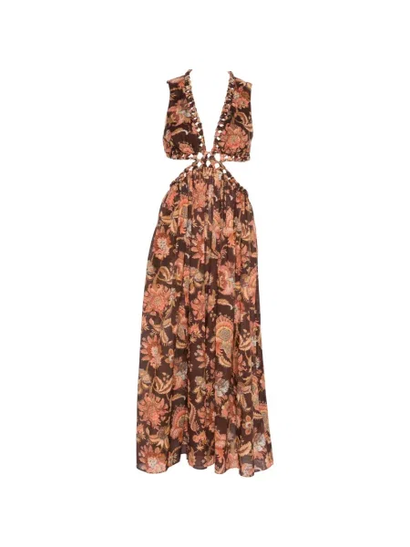 Rochie Zimmermann cu model floral cu imagine maro