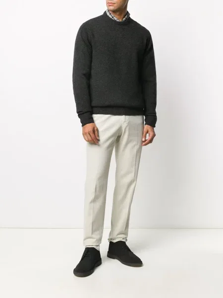 Sweter Barbour z okrągłym dekoltem szary