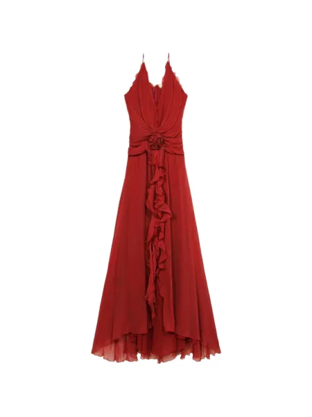 Rochie maxi Blumarine cu volane roșu