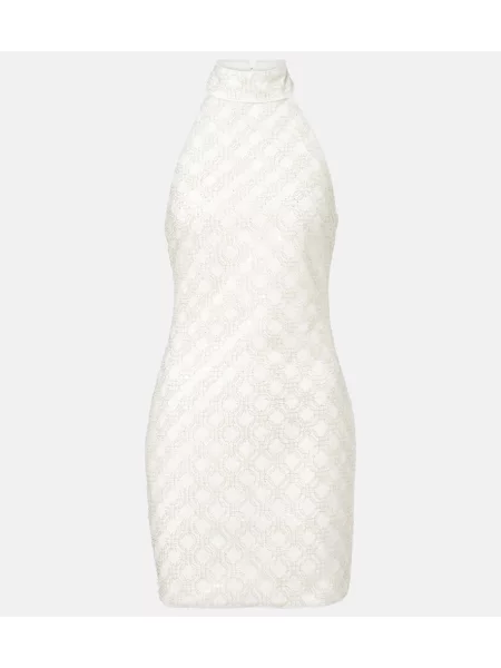 Rochie Rotate cu gât halter alb