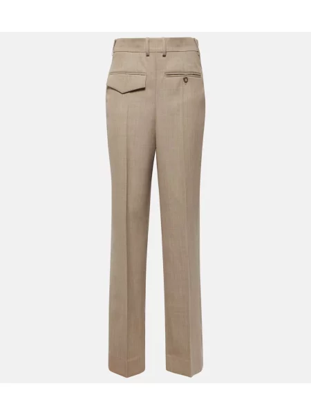 Pantaloni Victoria Beckham de lână maro