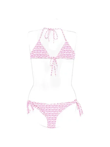 Bikini Iu Rita Mennoia cu imagine cu imprimeu geometric cu legături roz