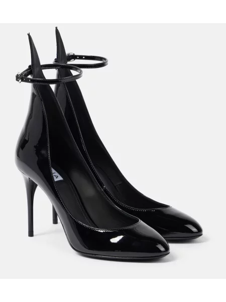 Pantofi cu toc Alaïa din piele de lac negru