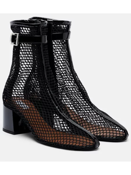 Cizme scurte Alaïa din piele de lac negru