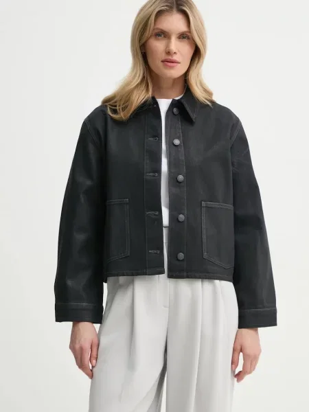 Samsoe Samsoe geacă din denim SANADINA femei de tranziție oversize negru