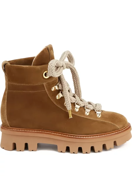 Cizme scurte Agl cu șireturi din piele de căprioară maro