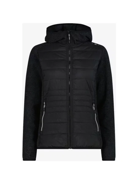 Bluza polarowa z kapturem CMP Knit Tech Hybrid czarna