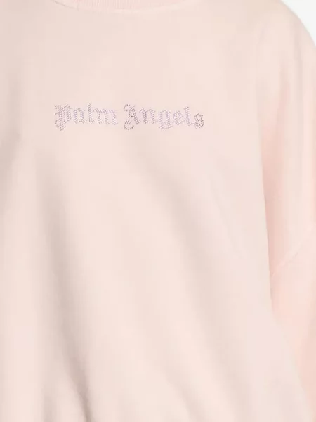 Džemperis Palm Angels apvaliu kaklu su autografu rožinė