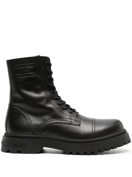 Cizme scurte Tommy Jeans din piele negru