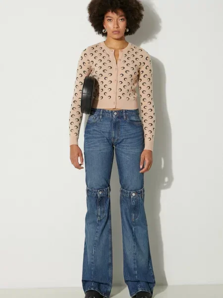 Coperni jeansy Open Knee Jeans high waist niebieskie