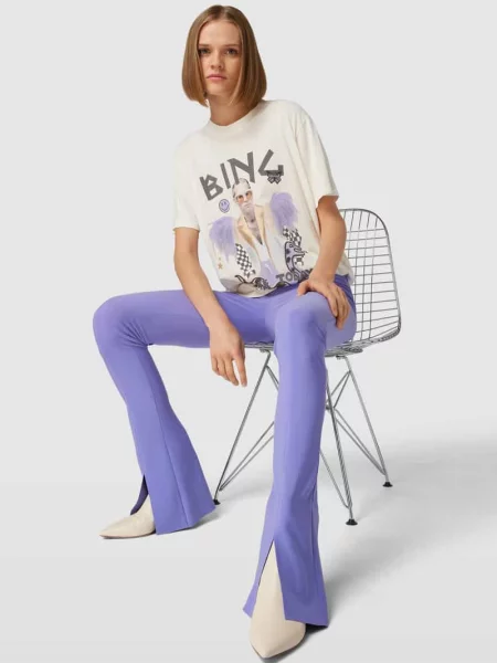 Legginsy Bootcut z rozcięciem Norma Kamali fioletowe