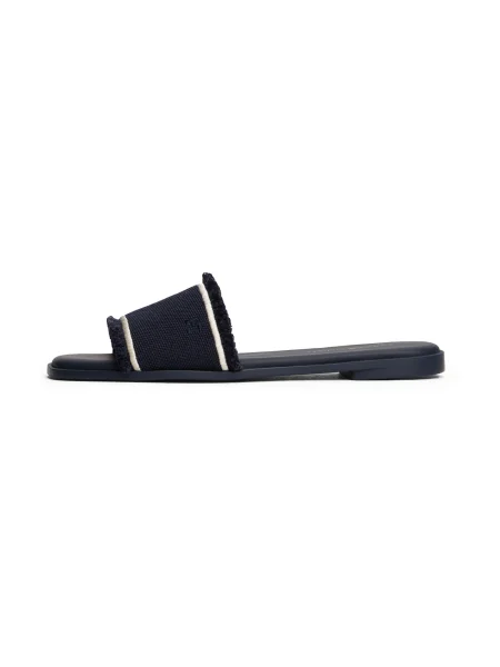 Natikači Tommy Hilfiger Fringe Canvas Flat Sandal Mornarsko modra