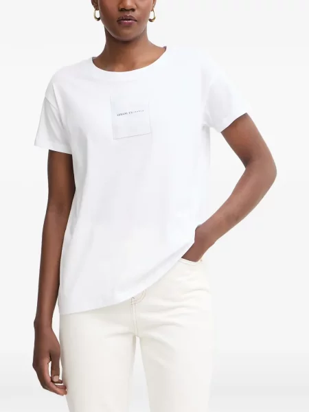 Tricou Armani Exchange cu autograf alb