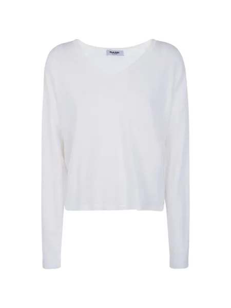 Pulover Base cu decolteu în V alb