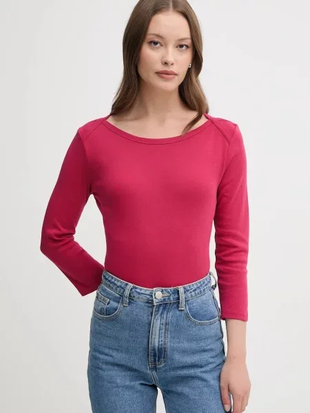 Majica z dolgimi rokavi United Colors of Benetton roza