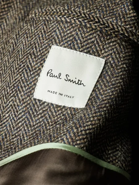 Geacă Paul Smith de lână cu model herringbone gri
