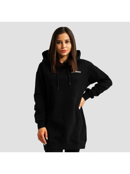 Bluza fitness z kapturem długa Limitless Longline czarna