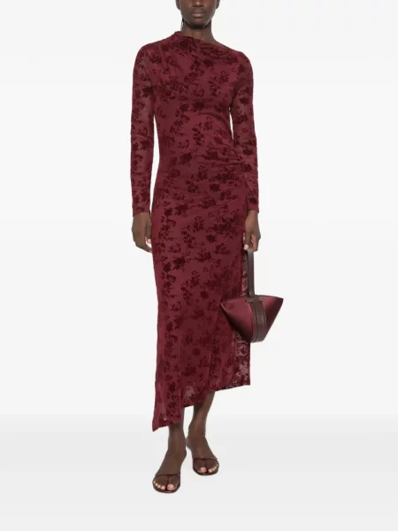 Rochie maxi Imperial cu model floral drapată roșu