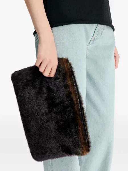 Clutch Loulou De Saison με γούνα μαύρο