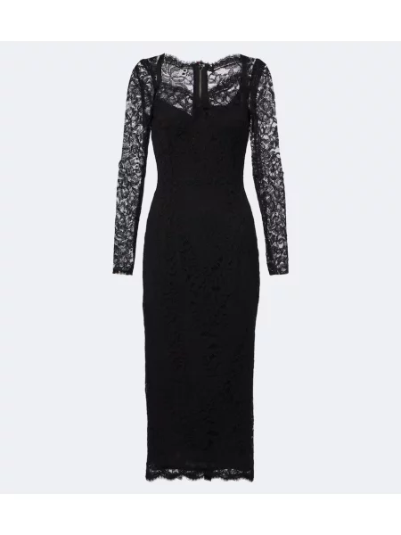 Rochie midi Dolce&gabbana din dantelă negru