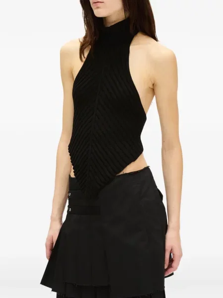 Top Ann Demeulemeester cu gât halter negru