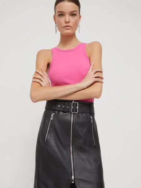 HUGO De piele fustă Leonara negru