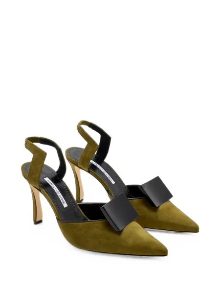 Pantofi cu toc Manolo Blahnik cu cataramă verde