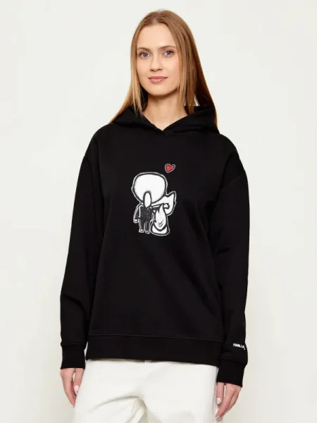 Karl Lagerfeld hanorac de IKON cu glugă cu imprimeu negru