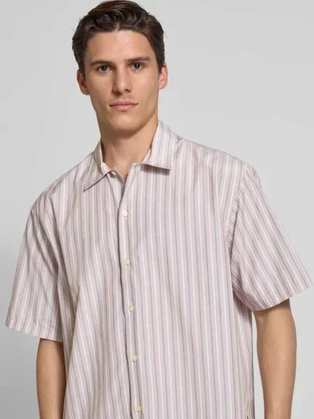 Koszula casualowa o kroju relaxed fit z rękawem o dł. model ‘Wang’ Woodbird różowa
