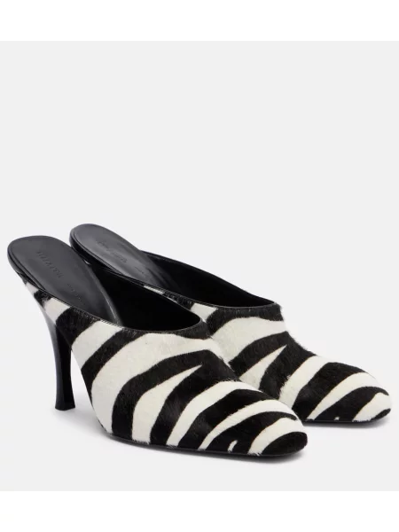 Papuci tip mules Khaite cu imagine cu model zebră negru