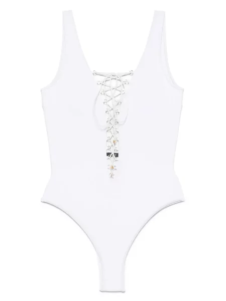 Šněrovací krajkové plavky Noire Swimwear bílé