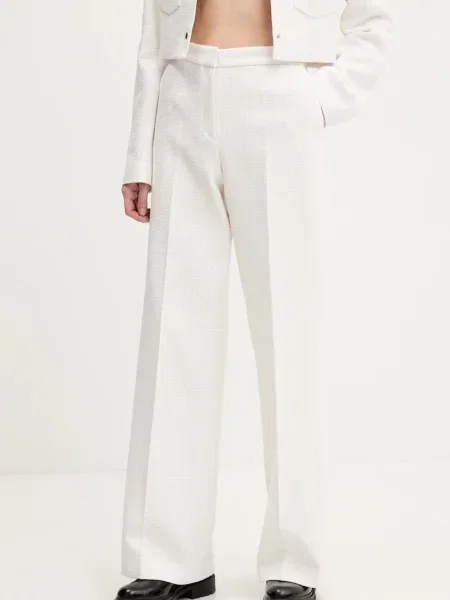 HUGO pantaloni femei drept high waist bej