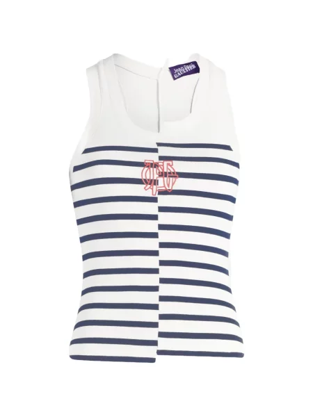 Top Jean Paul Gaultier asimetric alb