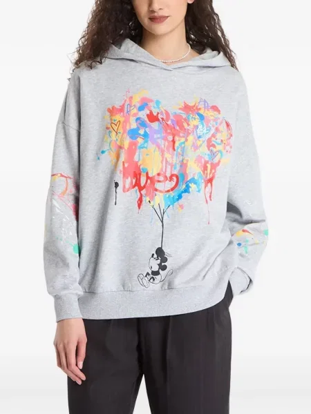 Hanorac cu glugă Desigual cu imagine gri