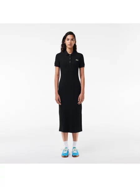 Lacoste Sukienka Midi W Stylu Polo czarna