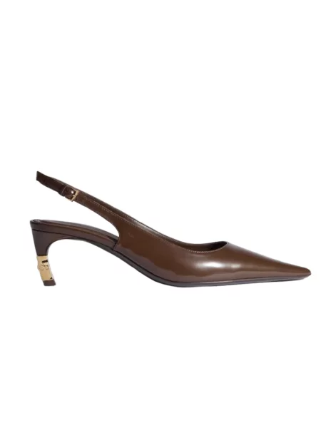 Czółenka Gucci skórzana z otwartą piętą brązowa