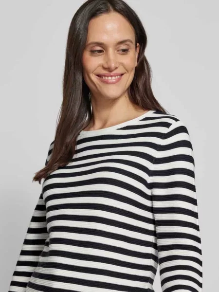Sweter z dzianiny o kroju regular fit z czystej bawełny Tom Tailor granatowy