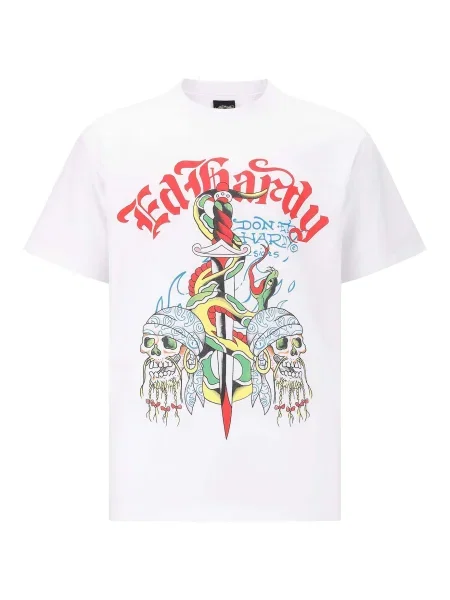 Ed Hardy Tricou albastru / roșu alb